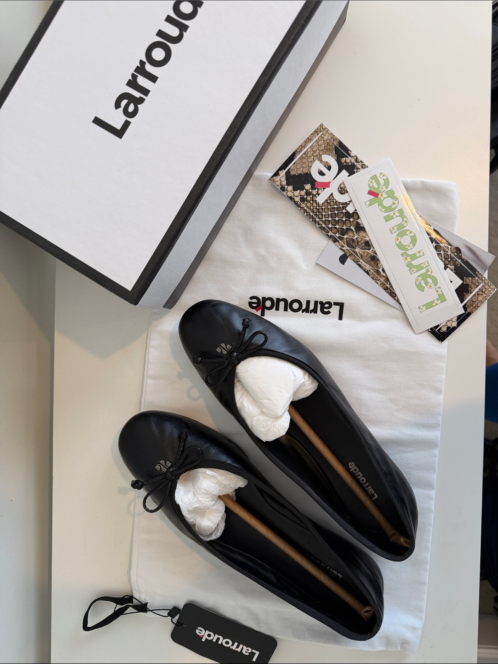 Larroude Paviova Ballet Flats in Black